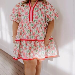 Entro Pink and Red Flower Dress